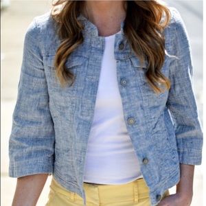 Loft - Cropped linen jacket with 3/4 sleeves